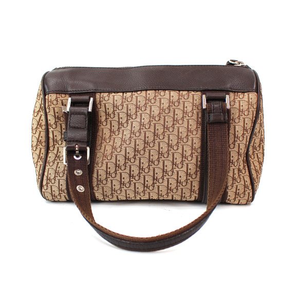 Christian Dior Street Chic Trotter Brown Leather Mini Boston Bag Canvas Monogram - Picture 6 of 8